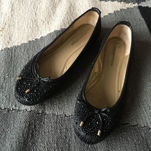Black jeweled ballet flats
